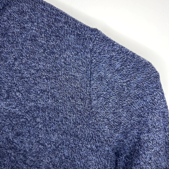 J Crew 100% Lambswool Sweater Mens Large Navy 1/4 Zip Preppy Old Money Golf FLAW - Picture 4 of 15